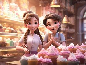 彩色3D卡通女孩閨蜜日常生活（導(dǎo)航-70813） - 未分類 - 站酷設(shè)計師AIGC微微原創(chuàng)素材 - 站酷ZCOOL