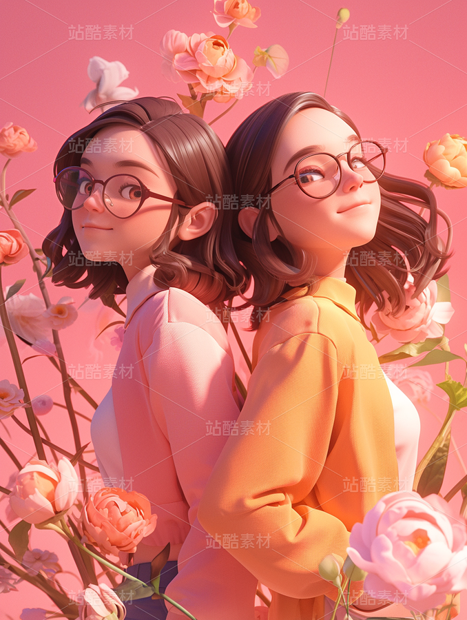 彩色3D卡通女孩閨蜜日常生活（主預(yù)覽-70810） - 未分類 - 站酷設(shè)計師AIGC微微原創(chuàng)素材 - 站酷ZCOOL