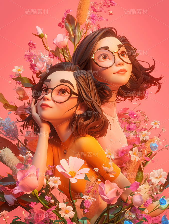 彩色3D卡通女孩閨蜜日常生活（主預(yù)覽-70811） - 未分類 - 站酷設(shè)計師AIGC微微原創(chuàng)素材 - 站酷ZCOOL