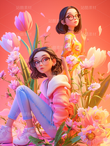 彩色3D卡通女孩閨蜜日常生活（導(dǎo)航-70821） - 未分類 - 站酷設(shè)計師AIGC微微原創(chuàng)素材 - 站酷ZCOOL