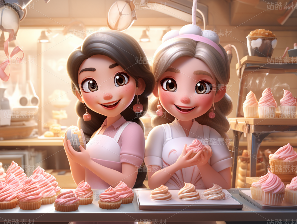 彩色3D卡通女孩閨蜜日常生活（主預(yù)覽-70814） - 未分類 - 站酷設(shè)計師AIGC微微原創(chuàng)素材 - 站酷ZCOOL