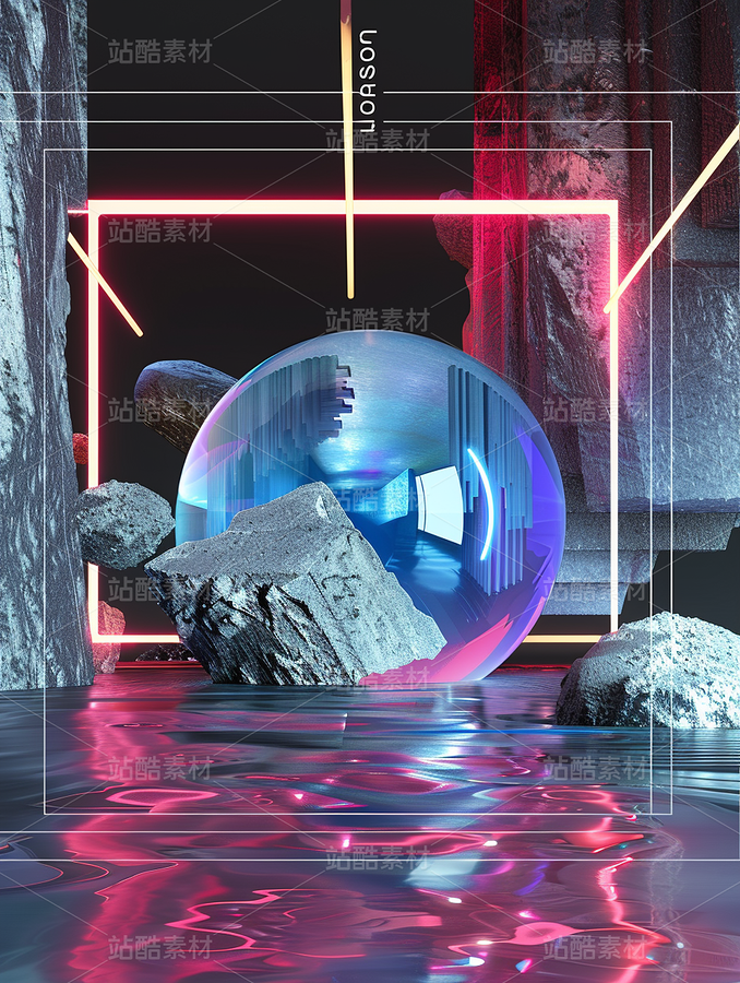 彩色熒光抽象空間藝術(shù)球體幾何空靈科幻（主預(yù)覽-71242） - 未分類 - 站酷設(shè)計(jì)師AIGC微微原創(chuàng)素材 - 站酷ZCOOL