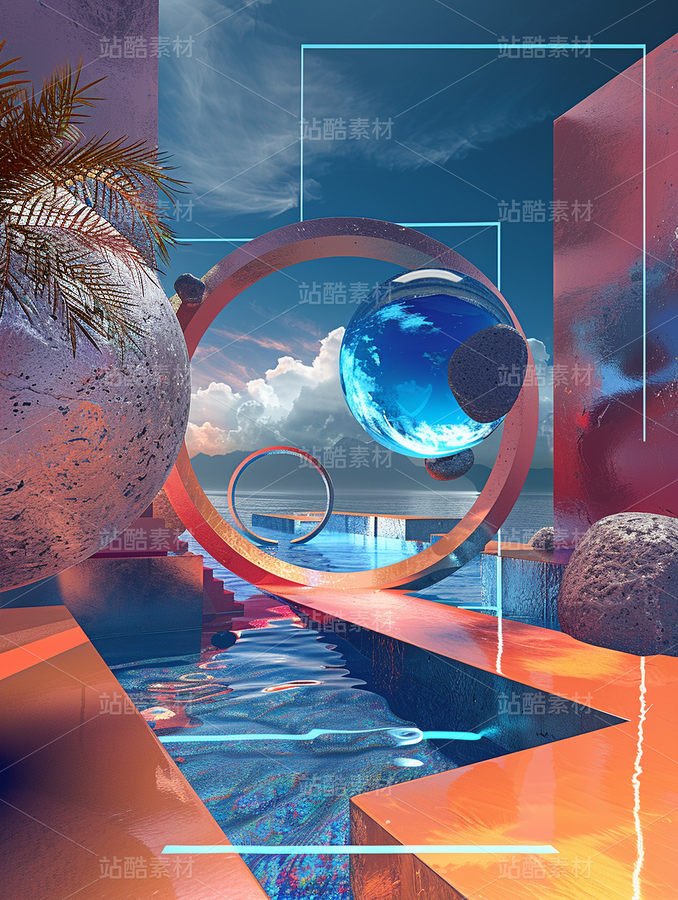 彩色熒光抽象空間藝術(shù)球體幾何空靈科幻（主預(yù)覽-71240） - 未分類 - 站酷設(shè)計(jì)師AIGC微微原創(chuàng)素材 - 站酷ZCOOL