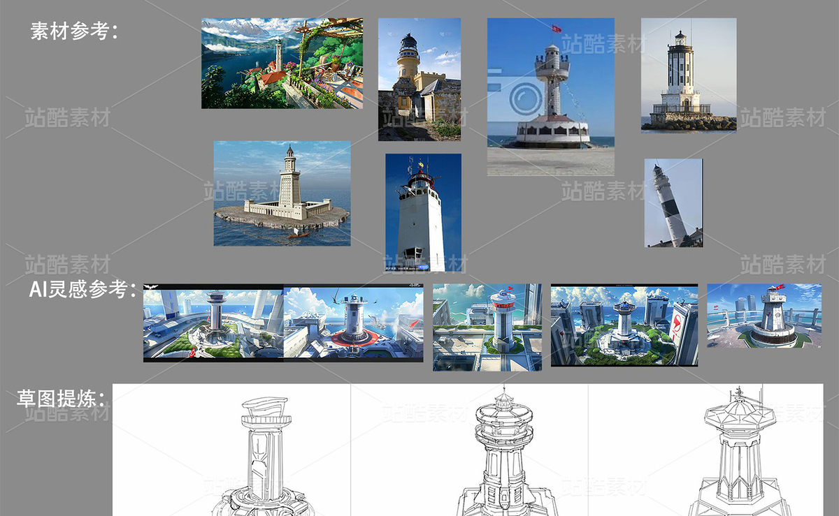 3D科幻写实建筑原画-现代灯塔(主预览-116100) - 未分类 - 站酷设计师带个脑子原创素材 - 站酷ZCOOL