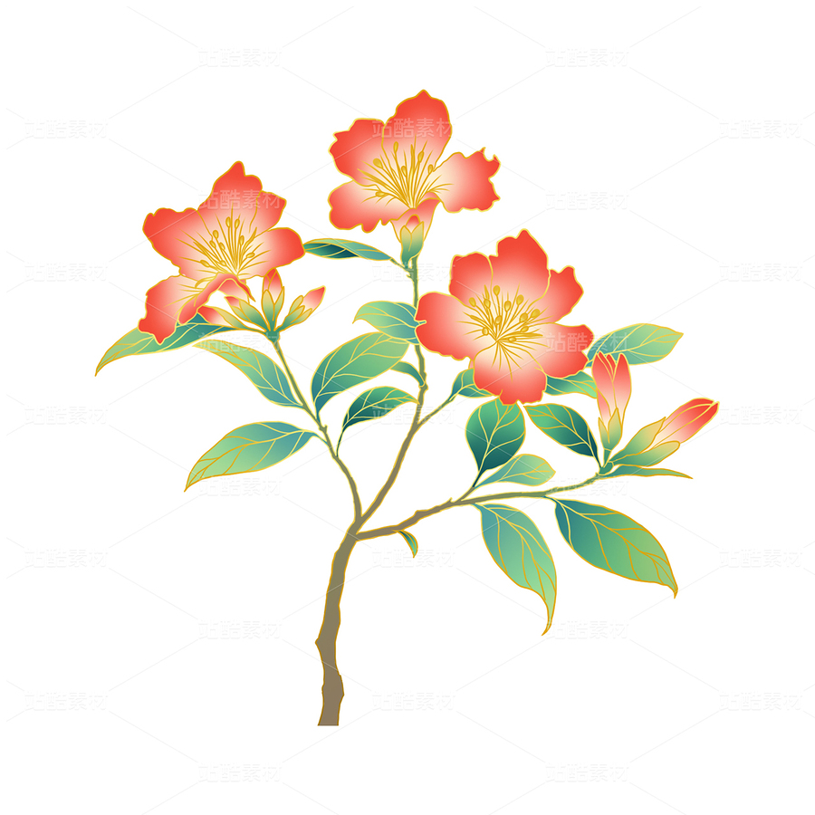 杜鵑 新國(guó)風(fēng)植物素材002（主預(yù)覽-117589） - 未分類 - 站酷設(shè)計(jì)師一桶咸魚原創(chuàng)素材 - 站酷ZCOOL