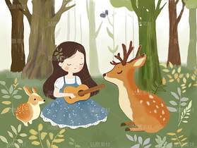 兒童繪本童話故事插畫小女孩在森林里為動(dòng)物演奏（導(dǎo)航-119156） - 未分類 - 站酷設(shè)計(jì)師山居秋明原創(chuàng)素材 - 站酷ZCOOL