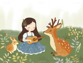 兒童繪本童話故事插畫小女孩在森林里為動(dòng)物演奏（導(dǎo)航-119158） - 未分類 - 站酷設(shè)計(jì)師山居秋明原創(chuàng)素材 - 站酷ZCOOL