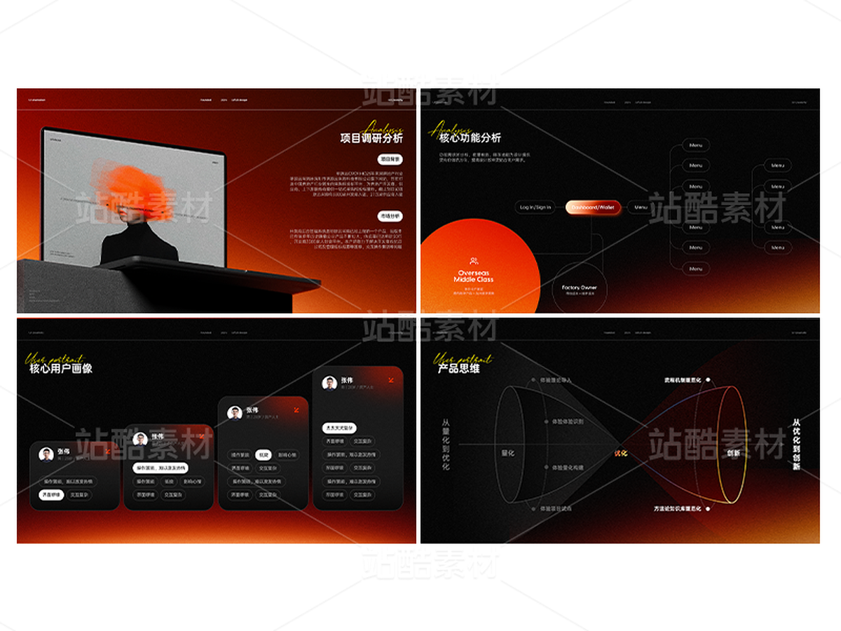 原创UIUX交互橙红渐变炫酷视觉平面设计作品集模板PSD（主预览-120352） - 未分类 - 站酷设计师MDD_007原创素材 - 站酷ZCOOL