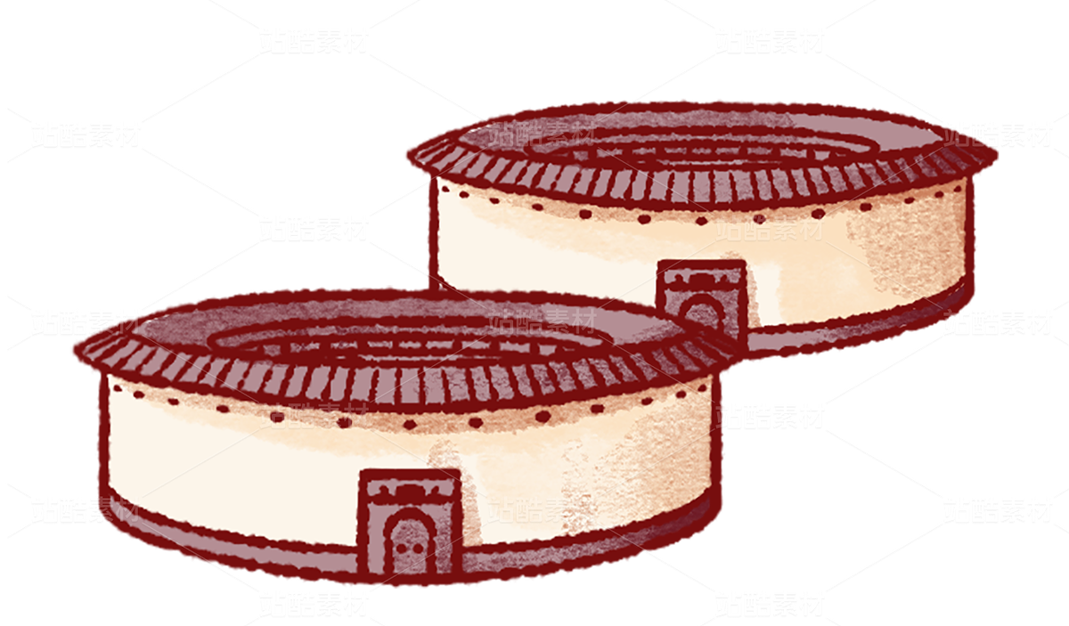 客家建筑福建土樓繪畫免摳圖設(shè)計元素（主預(yù)覽-121697） - 未分類 - 站酷設(shè)計師爪子希Emily原創(chuàng)素材 - 站酷ZCOOL