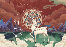 敦煌九色鹿（导航-121902） - 未分类 - 站酷设计师江二路原创素材 - 站酷ZCOOL