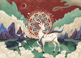 敦煌九色鹿（导航-121903） - 未分类 - 站酷设计师江二路原创素材 - 站酷ZCOOL