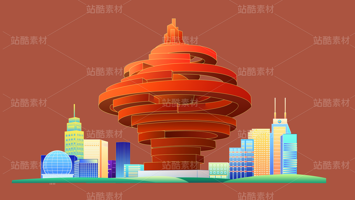 國風(fēng)城市特色建筑 五四廣場（主預(yù)覽-122809） - 未分類 - 站酷設(shè)計師小也XY原創(chuàng)素材 - 站酷ZCOOL