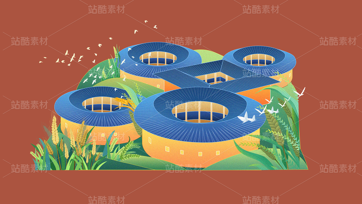 国风特色城市建筑 客家土楼（主预览-122836） - 未分类 - 站酷设计师小也XY原创素材 - 站酷ZCOOL