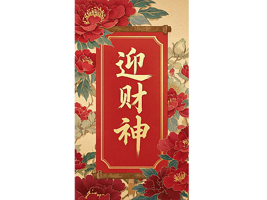 迎财神海报，红包封面