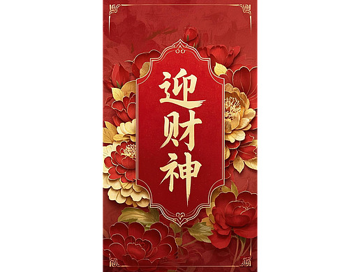 迎财神海报，红包封面