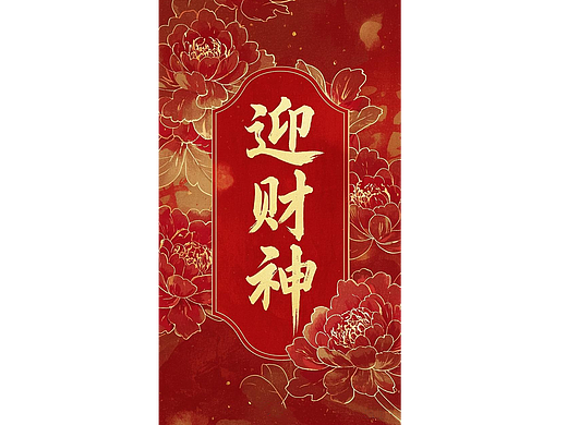 迎财神海报、红包封面
