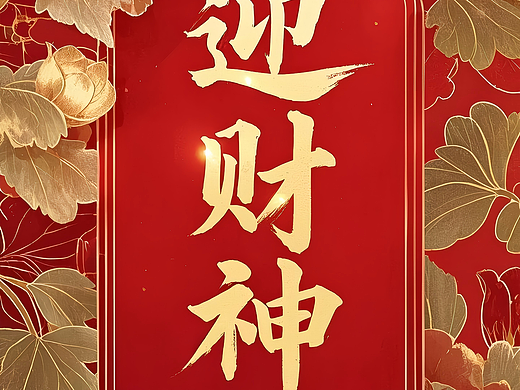 迎财神海报、红包封面