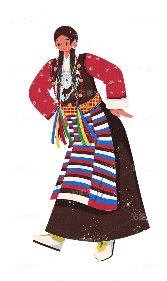 藏族卫藏地区传统民族服饰女性（主预览-123331） - 未分类 - 站酷设计师歪蹄原创素材 - 站酷ZCOOL