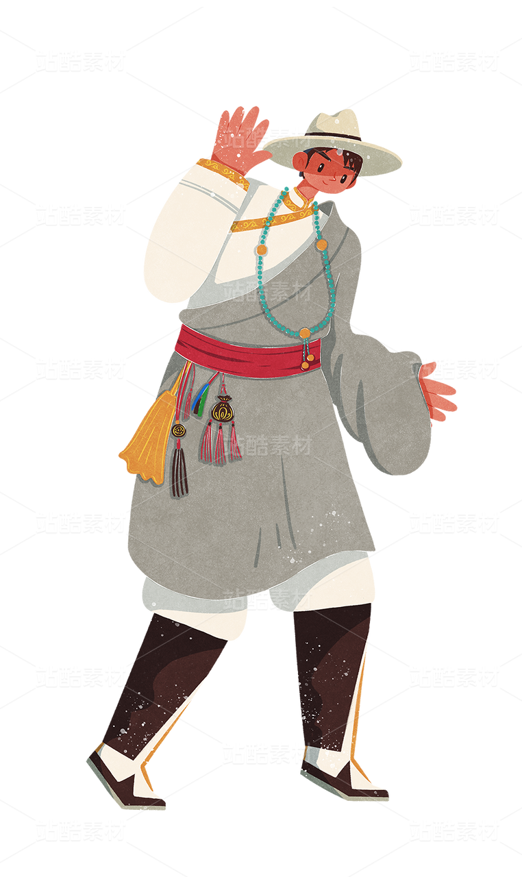 藏族卫藏地区传统民族服饰男性