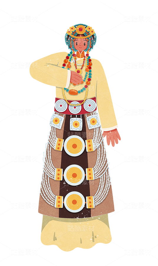 藏族康巴地区传统民族服饰女性（主预览-123336） - 未分类 - 站酷设计师歪蹄原创素材 - 站酷ZCOOL