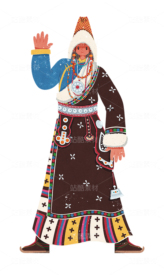 藏族安多地区传统民族服饰女性（主预览-123338） - 未分类 - 站酷设计师歪蹄原创素材 - 站酷ZCOOL