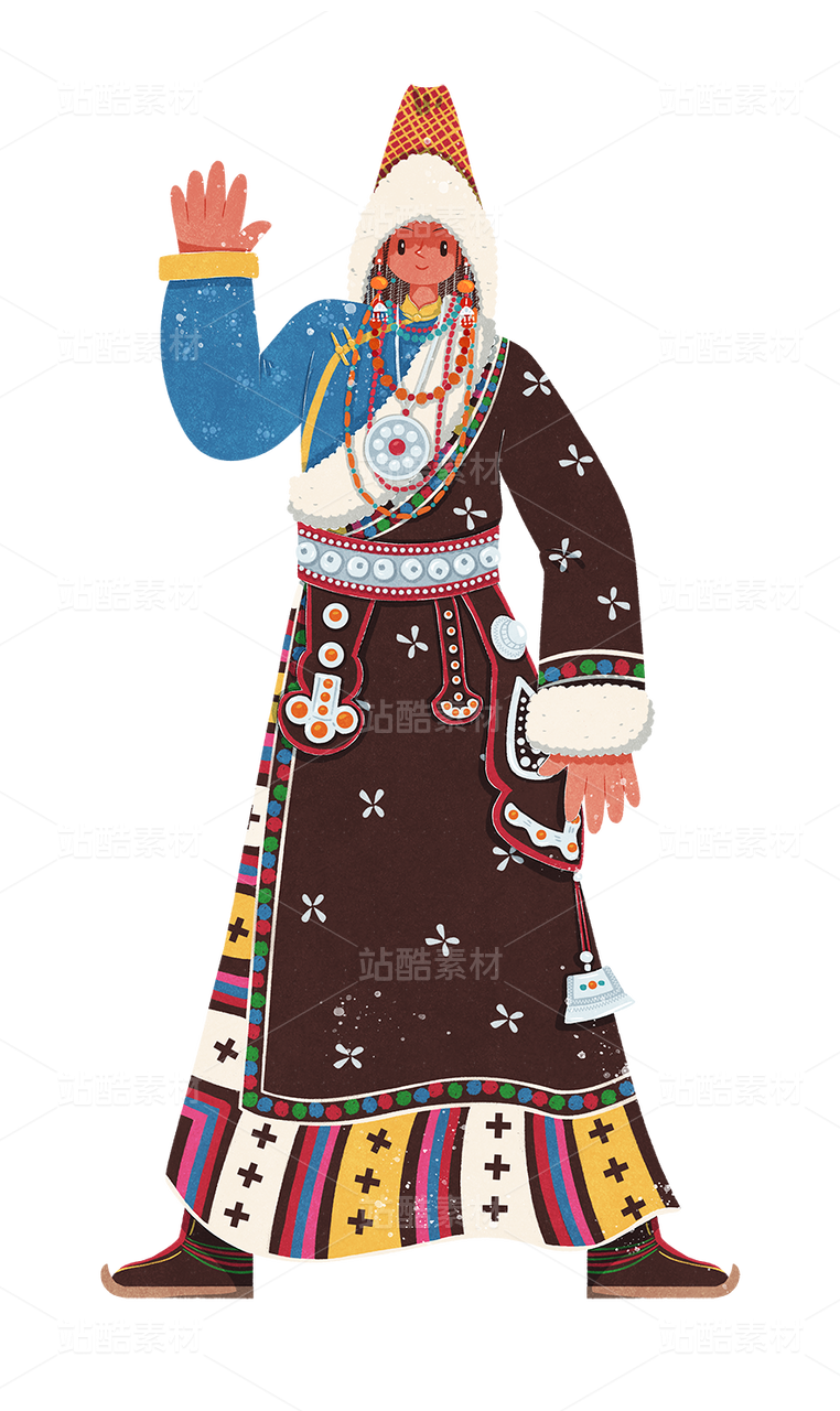 藏族安多地区传统民族服饰女性