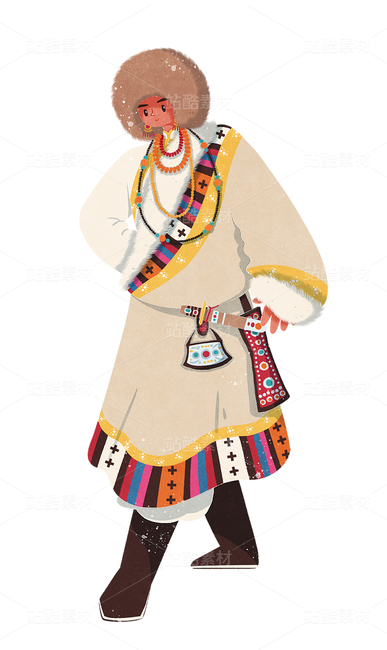 藏族安多地区传统民族服饰男性