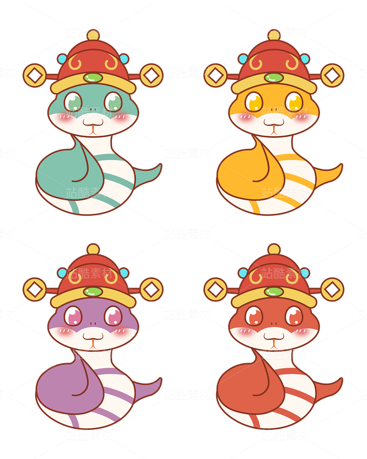 蛇年吉祥物卡通可爱小蛇（主预览-124407） - 未分类 - 站酷设计师章阿奇原创素材 - 站酷ZCOOL