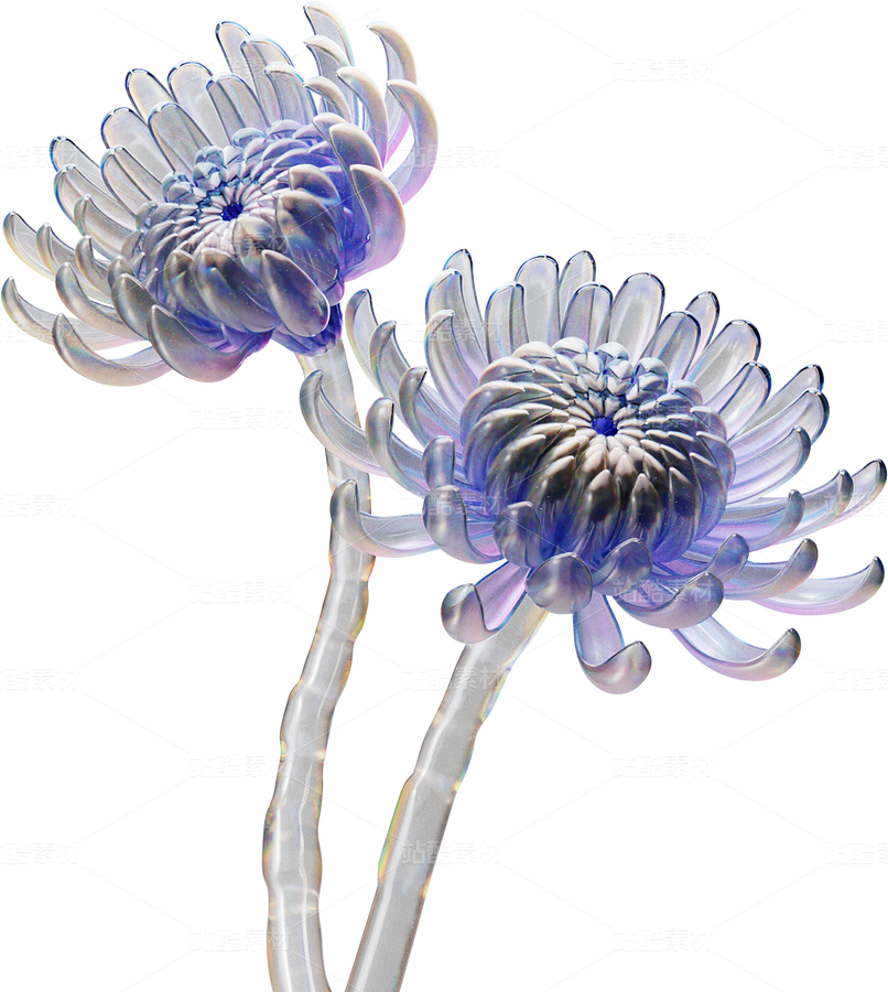 全息透明未來科技感創(chuàng)意花朵圖形（主預覽-124507） - 未分類 - 站酷設計師AIGC微微原創(chuàng)素材 - 站酷ZCOOL