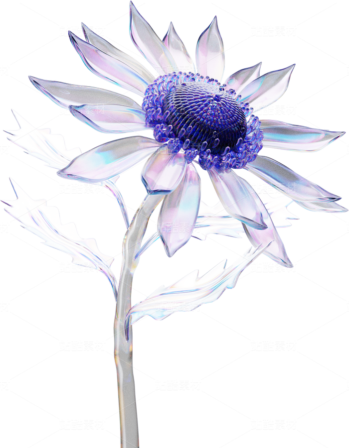 全息透明未來科技感創(chuàng)意花朵圖形（主預覽-124498） - 未分類 - 站酷設計師AIGC微微原創(chuàng)素材 - 站酷ZCOOL