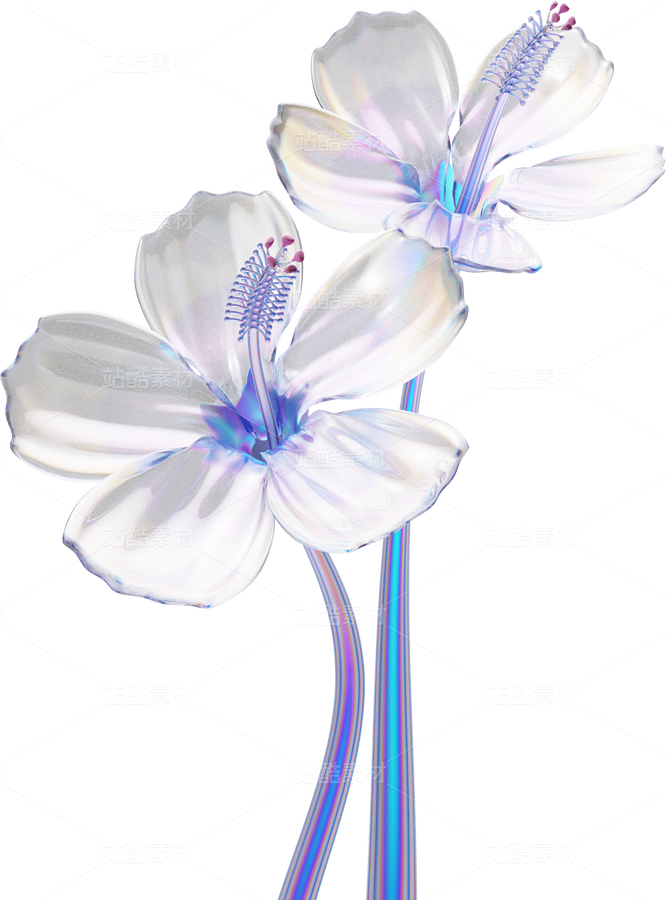全息透明未來科技感創(chuàng)意花朵圖形（主預覽-124502） - 未分類 - 站酷設計師AIGC微微原創(chuàng)素材 - 站酷ZCOOL