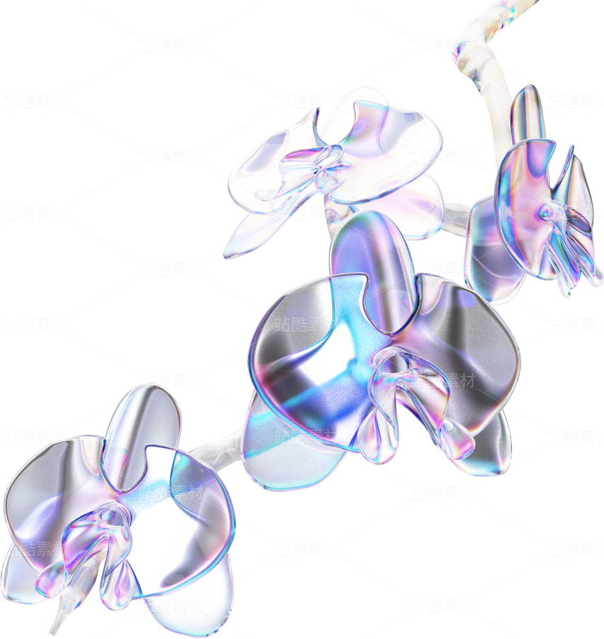全息透明未來科技感創(chuàng)意花朵圖形（主預覽-124499） - 未分類 - 站酷設計師AIGC微微原創(chuàng)素材 - 站酷ZCOOL