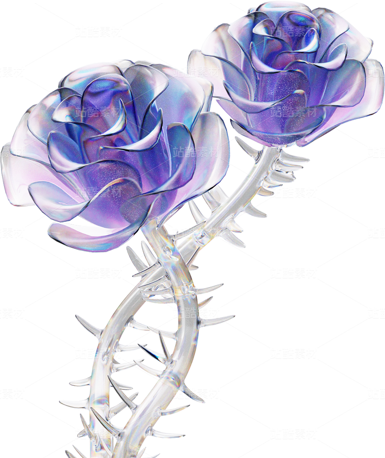 全息透明未來科技感創(chuàng)意花朵圖形（主預覽-124504） - 未分類 - 站酷設計師AIGC微微原創(chuàng)素材 - 站酷ZCOOL
