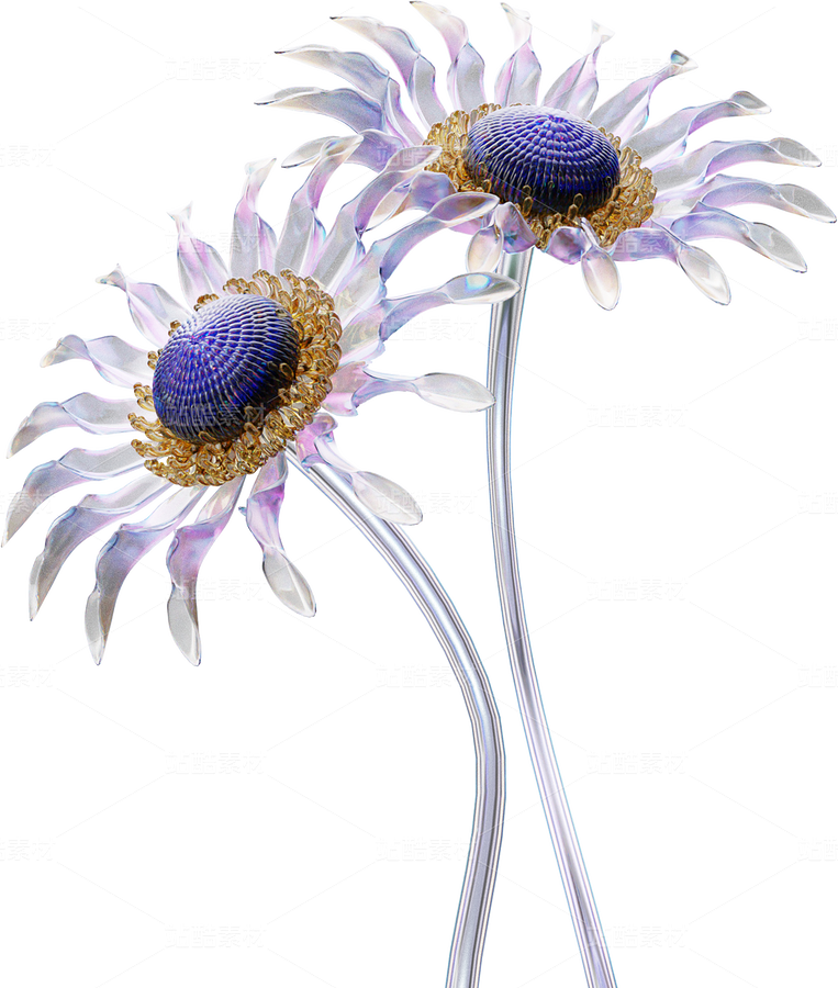 全息透明未來科技感創(chuàng)意花朵圖形（主預覽-124500） - 未分類 - 站酷設計師AIGC微微原創(chuàng)素材 - 站酷ZCOOL