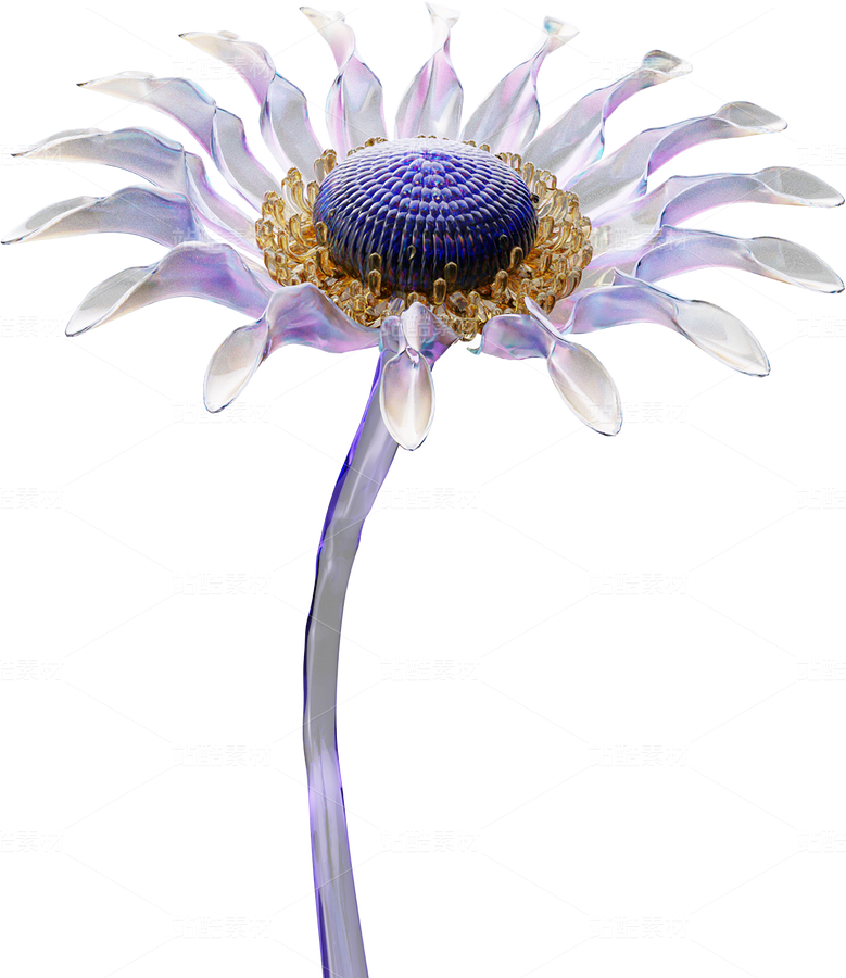 全息透明未來科技感創(chuàng)意花朵圖形（主預覽-124501） - 未分類 - 站酷設計師AIGC微微原創(chuàng)素材 - 站酷ZCOOL