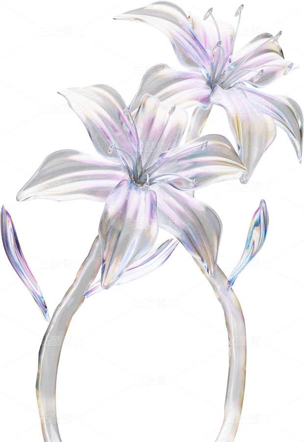 全息透明未來科技感創(chuàng)意花朵圖形（主預覽-124503） - 未分類 - 站酷設計師AIGC微微原創(chuàng)素材 - 站酷ZCOOL