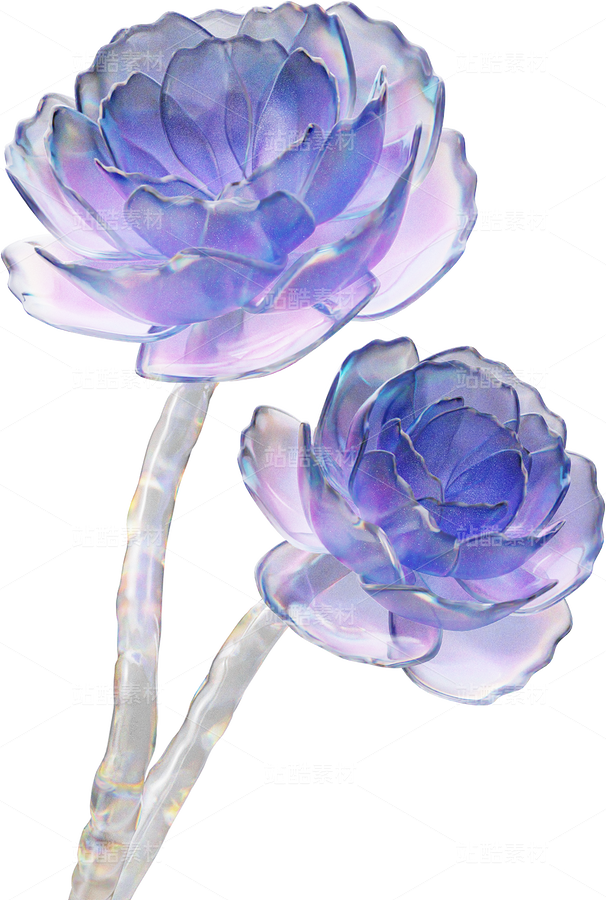 全息透明未來科技感創(chuàng)意花朵圖形（主預覽-124508） - 未分類 - 站酷設計師AIGC微微原創(chuàng)素材 - 站酷ZCOOL