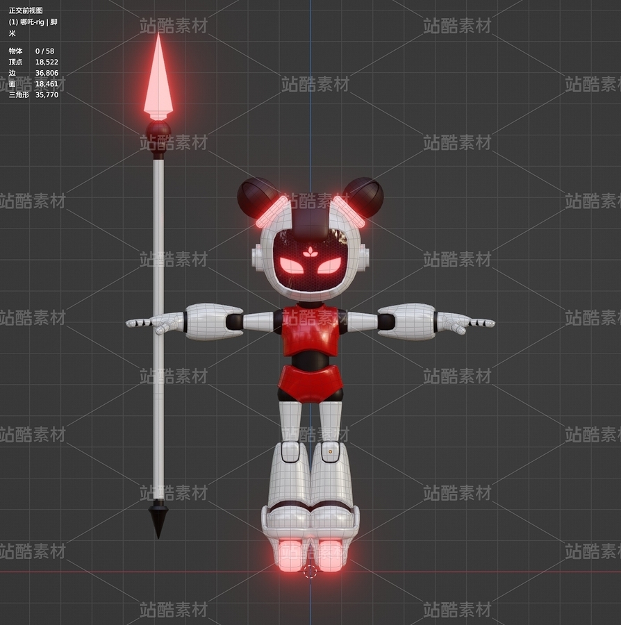 哪吒 卡通機器人 骨骼綁定 Blender 3D模型（主預(yù)覽-9116894） - 未分類 - 站酷設(shè)計師魔麗圈圈原創(chuàng)素材 - 站酷ZCOOL