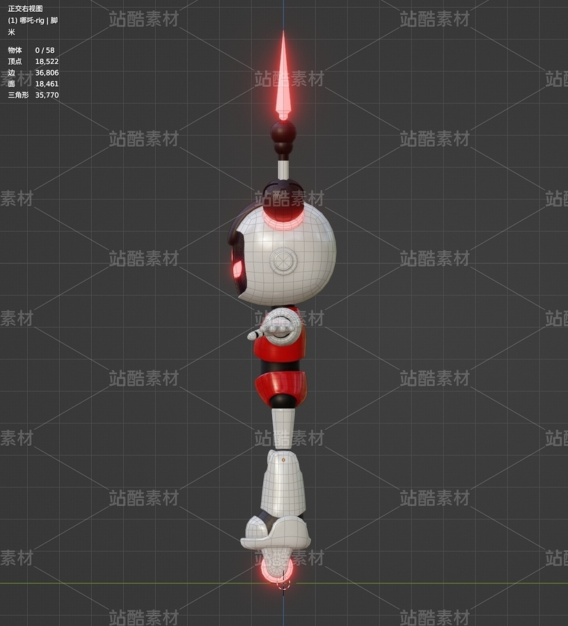 哪吒 卡通機器人 骨骼綁定 Blender 3D模型（主預(yù)覽-9116895） - 未分類 - 站酷設(shè)計師魔麗圈圈原創(chuàng)素材 - 站酷ZCOOL