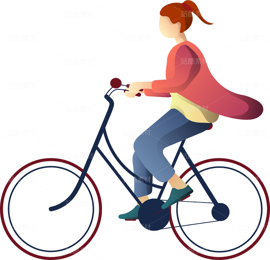骑自行车的女孩（主预览-9119528） - 未分类 - 站酷设计师清临原创素材 - 站酷ZCOOL