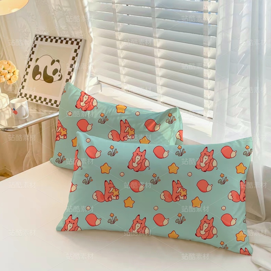 小狐狸和星星草-图案【四方连续图】（主预览-9121099） - 未分类 - 站酷设计师猫头咕原创素材 - 站酷ZCOOL