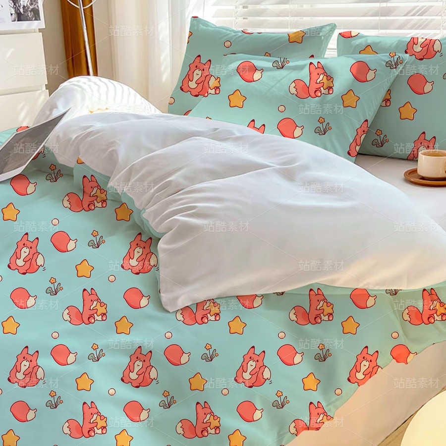 小狐狸和星星草-图案【四方连续图】（主预览-9121101） - 未分类 - 站酷设计师猫头咕原创素材 - 站酷ZCOOL