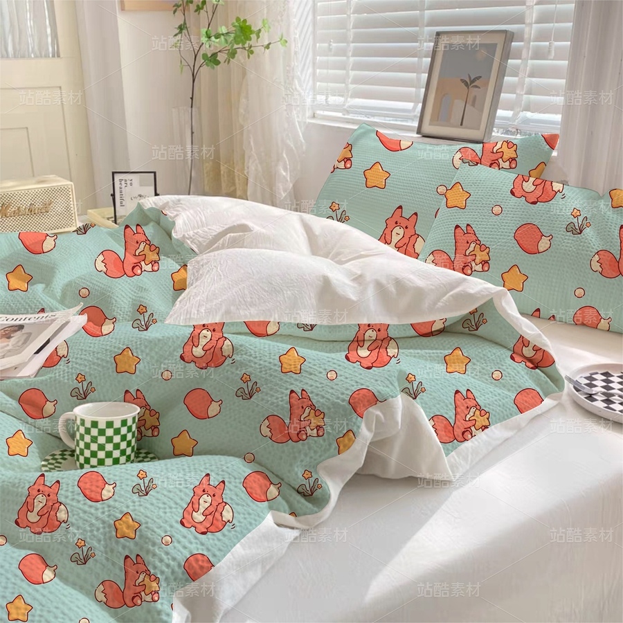 小狐狸和星星草-图案【四方连续图】（主预览-9121098） - 未分类 - 站酷设计师猫头咕原创素材 - 站酷ZCOOL