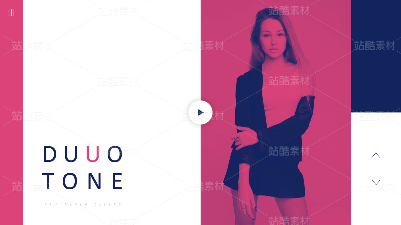 B23【双色艺术】红蓝高级配色质感&创意品牌策划演示