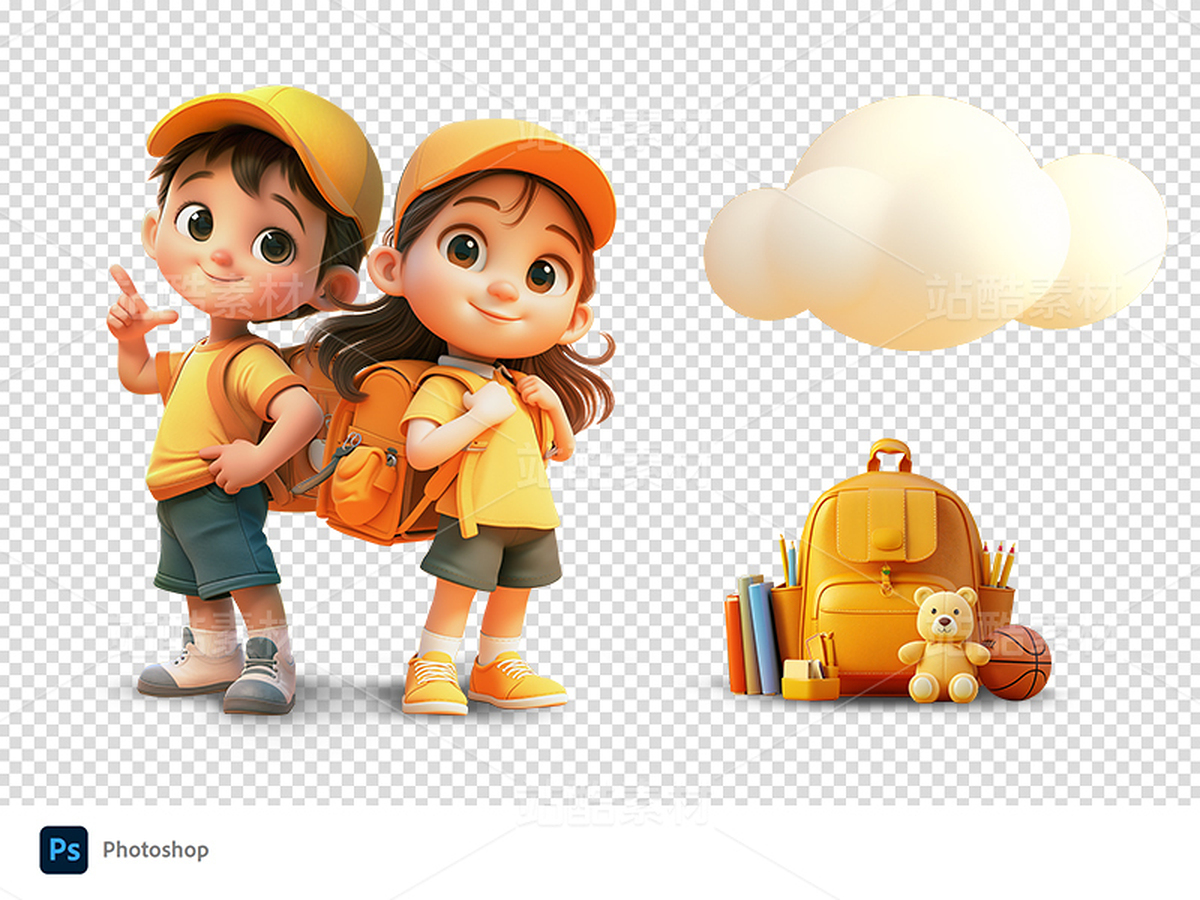 學(xué)校門口背著書包的男孩女孩PSD海報(bào)（主預(yù)覽-9122245） - 未分類 - 站酷設(shè)計(jì)師jasonshow原創(chuàng)素材 - 站酷ZCOOL