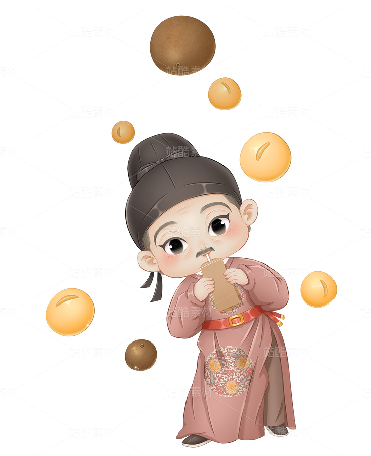 一个明朝老人在喝饮料的插画（主预览-9124604） - 未分类 - 站酷设计师SYF朝生原创素材 - 站酷ZCOOL