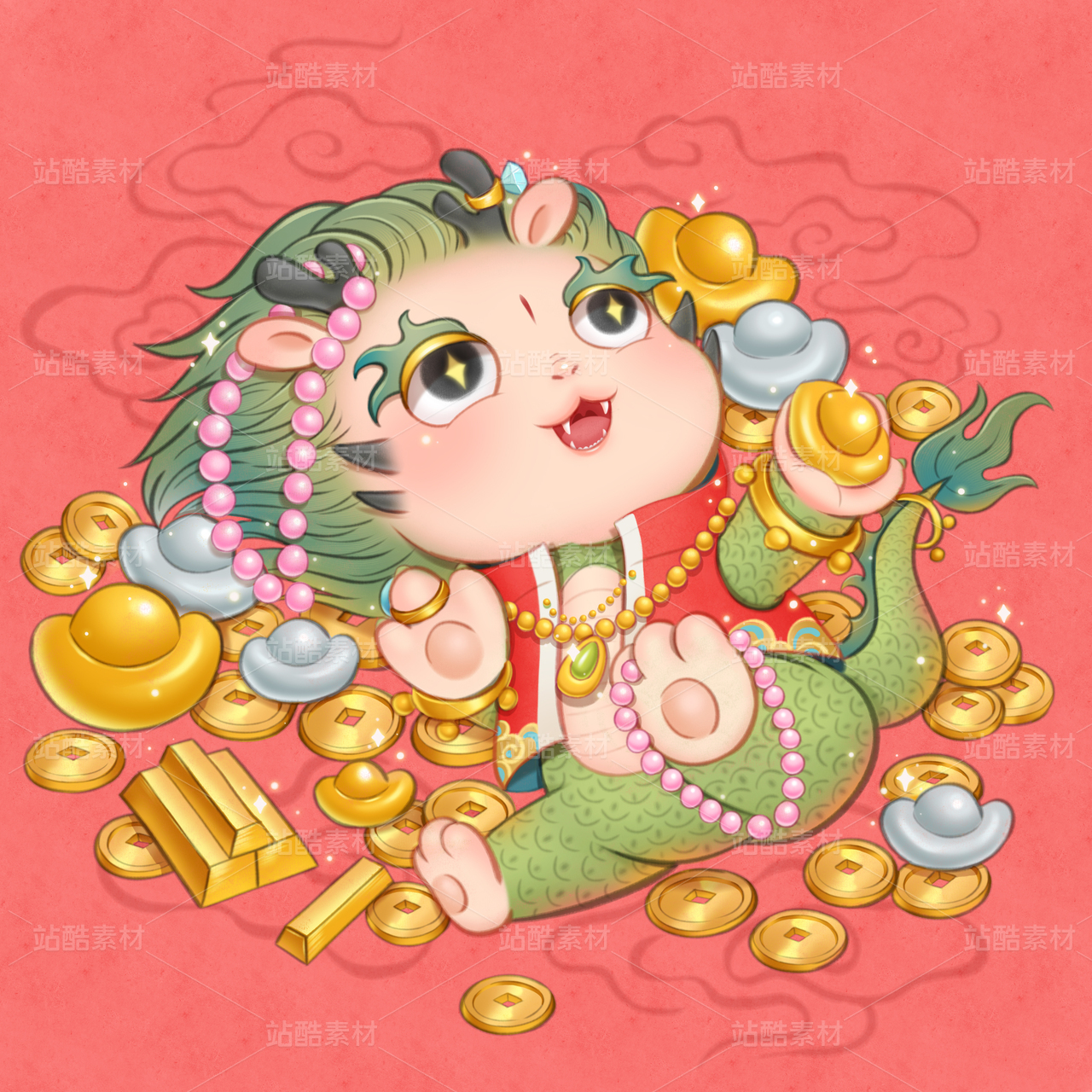小青龙IP吉祥物系列插画设计