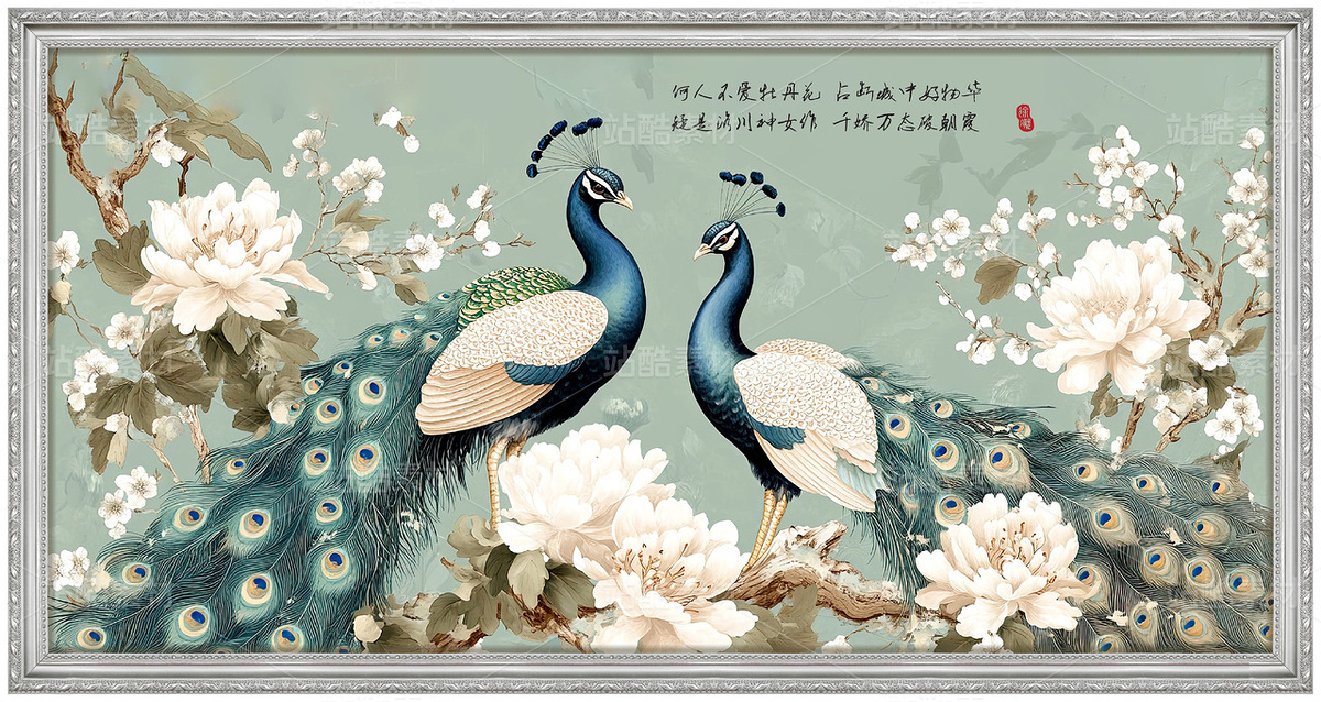 花開富貴牡丹花孔雀中式國(guó)畫畫框裝飾素材客廳壁畫掛畫（主預(yù)覽-9127899） - 未分類 - 站酷設(shè)計(jì)師LuckBin5原創(chuàng)素材 - 站酷ZCOOL