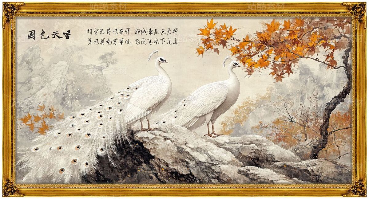 花开富贵牡丹花白色孔雀中式国画画框装饰素材客厅壁画(主预览-9127938) - 未分类 - 站酷设计师LuckBin5原创素材 - 站酷ZCOOL