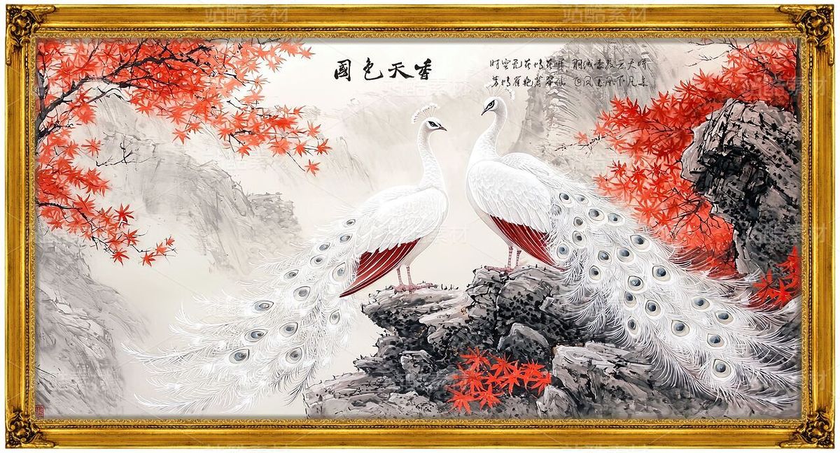 花开富贵牡丹花白色孔雀中式国画画框装饰素材客厅壁画(主预览-9127947) - 未分类 - 站酷设计师LuckBin5原创素材 - 站酷ZCOOL